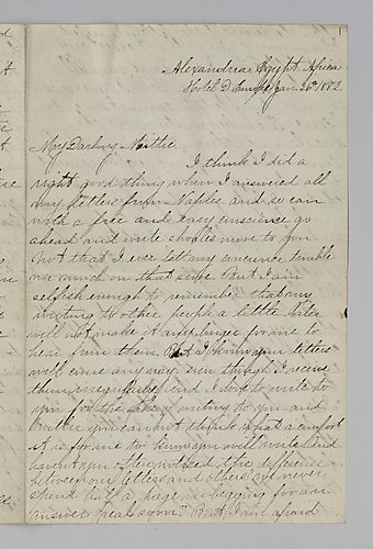 Edith Darlington to Mittie Hemphill, Alexandria