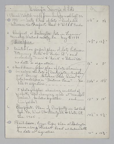 Inventory of Darlington Family Lot Surveys