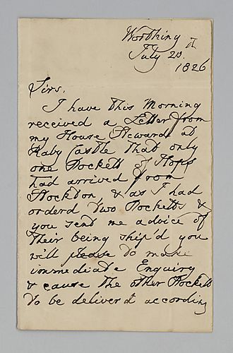Letter written by the Third Earl of Darlington
