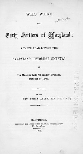 Who were the early settlers of Maryland