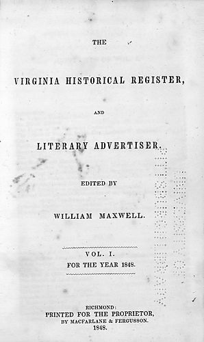 Virginia historical register, and literary advertiser
