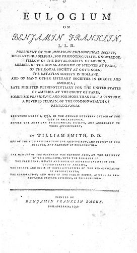 Eulogium on Benjamin Franklin, L.L.D., president of the American Philosophical Society