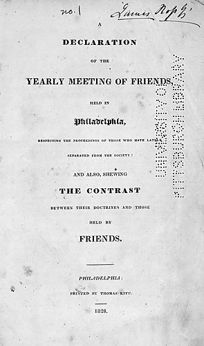 declaration of the Yearly Meeting of Friends held in Philadelphia respecting the proceedings of those who have lately separated from the Society