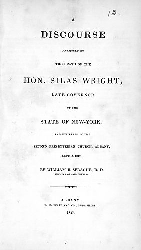Discourse on the death of the Honorable Silas Wright