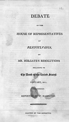 Resolutions relative to the Bank of the United States