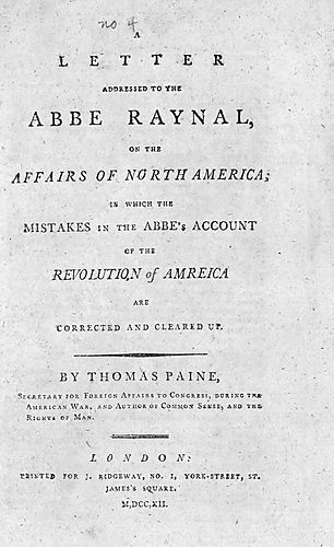 letter addressed to the Abbe Raynal, on the affairs of North America