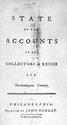 State of the accounts of the Collectors of Excise for Northampton County