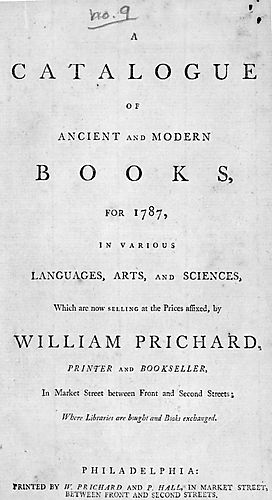 catalogue of ancient and modern books, for 1787, in various languages, arts and sciences, which are now selling at the prices affixed