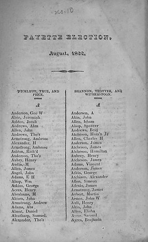 Fayette election, August 1822