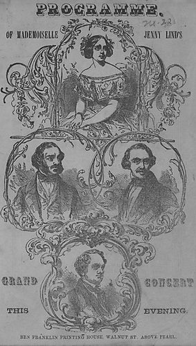 Programme of Mademoiselle Jenny Lind's grand concert this evening