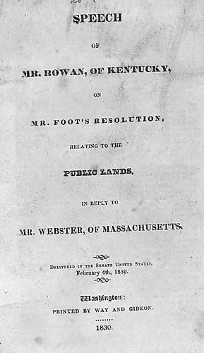 Speech of Mr. Rowan, of Kentucky, on Mr. Foot's resolution, relating to the public lands