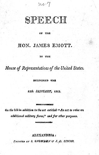 Speech of the Hon. James Emott in the House of Representatives of the United States, delivered the 12th January, 1813