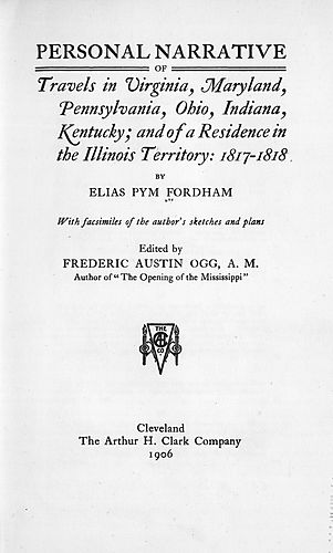 Fordham's personal narravitve, 1817-1818