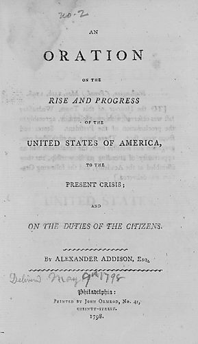 oration on the rise and progress of the United States of America, to the present crisis, and on the duties of the citizens