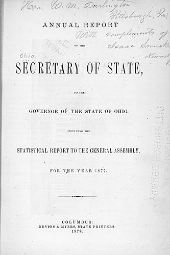 Annual report of the Secretary of State to the Governor of the State of Ohio for the year