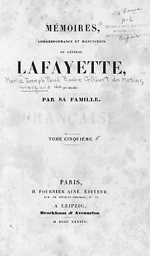 Mémoires, correspondance et manuscrits du général Lafayette