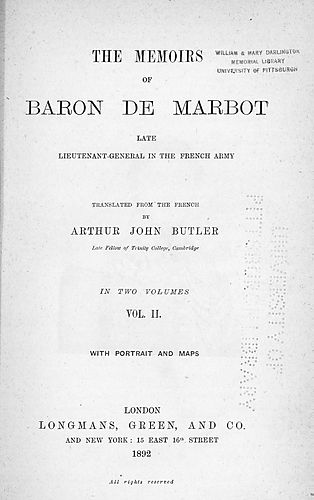 Mémoires du général Bon de Marbot. English