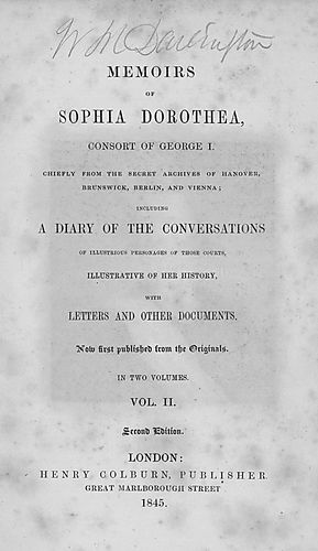 Memoirs of Sophia Dorothea, consort of George I