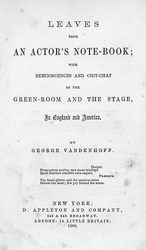 Leaves from an actor's note-book