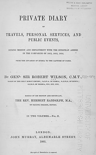 Private diary of travels, personal services, and public events