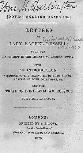Letters of Lady Rachel Russell