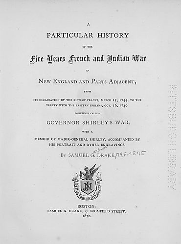 particular history of the five years French and Indian war in New England and parts adjacent