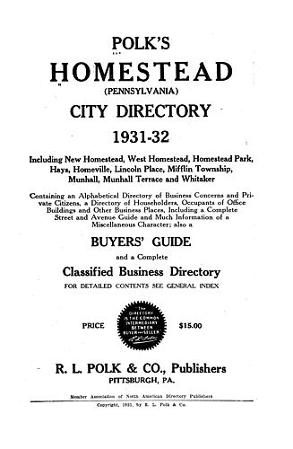 Polk's Homestead (Pennsylvania) city directory