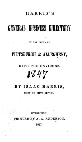 Harris's general business directory of the cities of Pittsburgh & Allegheny