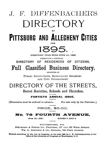 J.F. Diffenbacher's directory of Pittsburgh and Allegheny cities