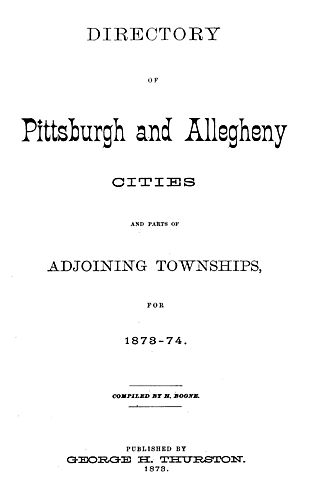 Directory of Pittsburgh and Allegheny cities