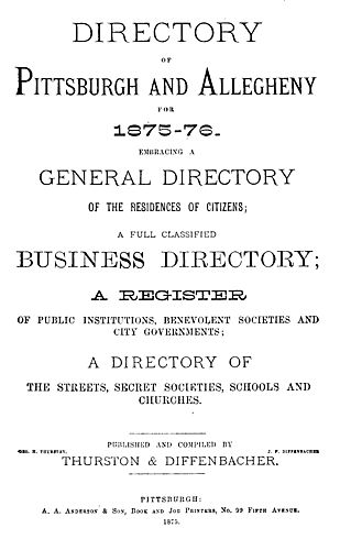 Directory of Pittsburgh and Allegheny cities