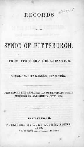 Records of the Synod of Pittsburgh
