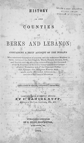 History of the counties of Berks and Lebanon