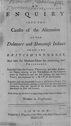 enquiry into the causes of the alienation of the Delaware and Shawanese Indians from the British interest