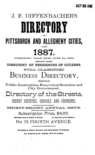 Diffenbacher's directory of Pittsburgh and Allegheny cities