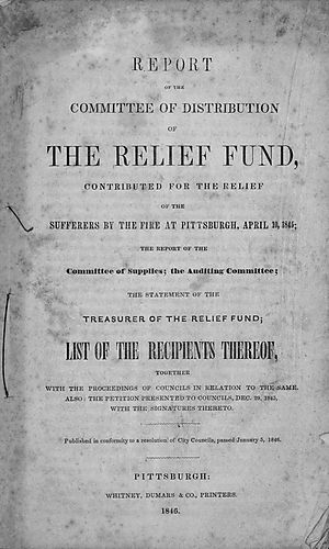 Report of the Committee of Distribution of the Relief Fund contributed for the relief of the sufferers by the fire at Pittsburgh, April 10, 1845