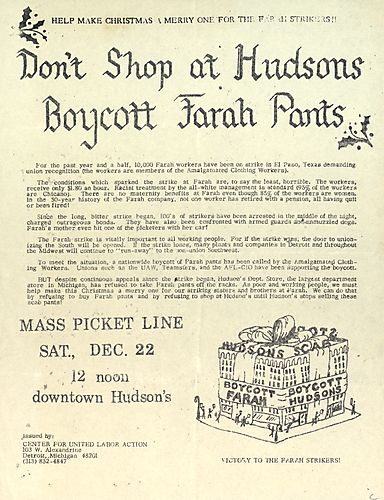 "Don't Shop at Hudsons Boycott Farrah Pants" Flyer