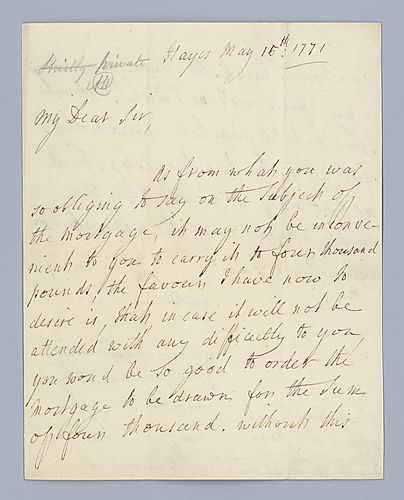 William Pitt to [Alexander] Hood