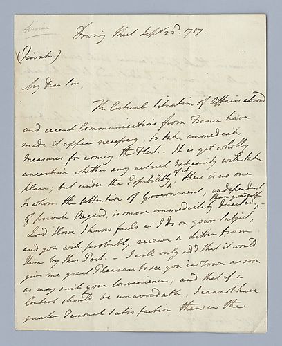 William Pitt the Younger to [Alexander] Hood, September 22, 1787