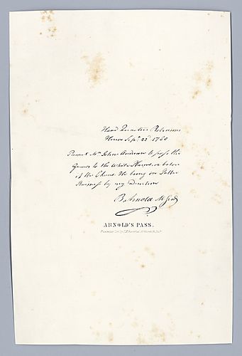 Benedict Arnold permit to pass for John Anderson, Lithograph created by Louis N. Rosenthal