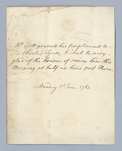 William Pitt to Sir Charles Tynt