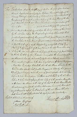 Thomas Chambers, Indenture