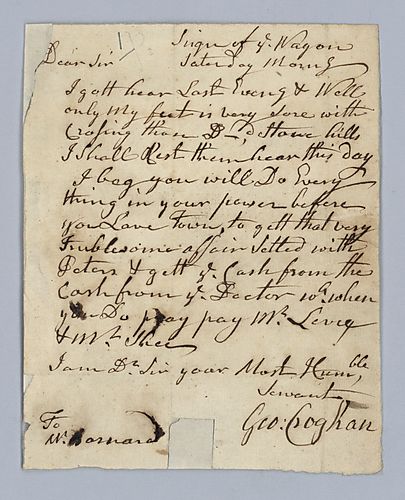 George Croghan to W. Barnard