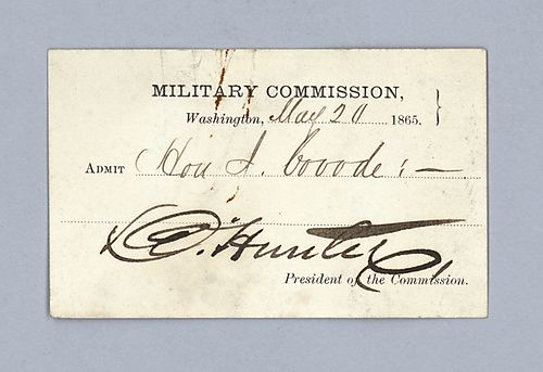 John Covode, Military commission admittance card