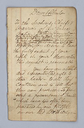 Dewitt Clinton to Sachems, Chiefs and Warriors of the Seneca
