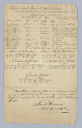 Continental Army, Report of the main and different guards by Josiah Harmar
