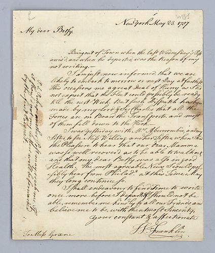 William Franklin to Elizabeth "Betsy" Graeme