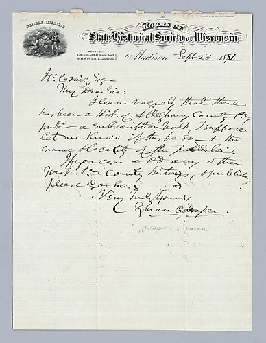 Lyman C. Draper to Isaac Craig