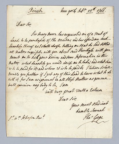 Thomas Gage to Sir William Johnson