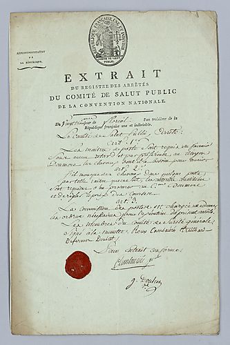 France, National Convention Extrait du registre des aretes [in French]